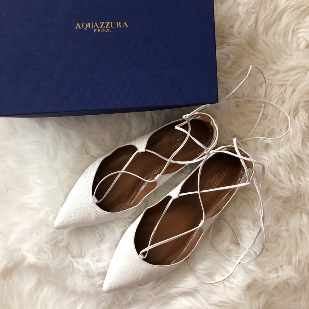 Aquazzura christy flat printed calf white